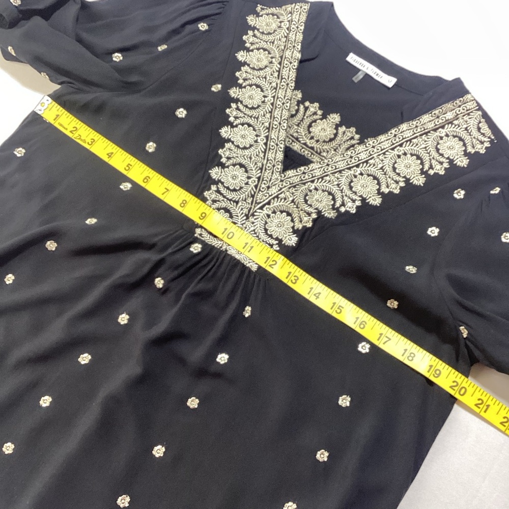 Woman’s Black Blouse with Gold Embroidery 3/4 Sleeves - Picture 13 of 13